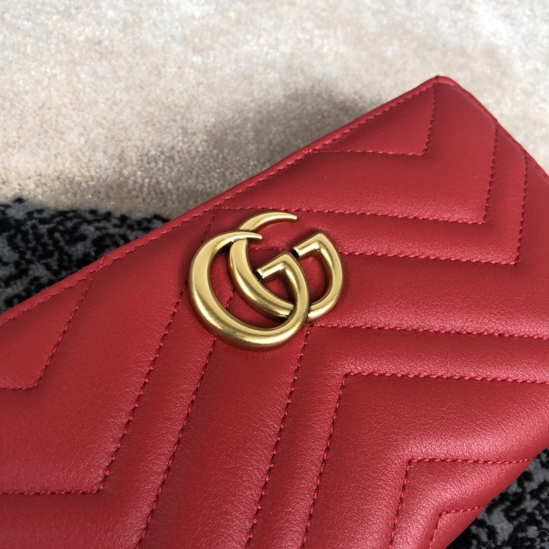 Gucci GG Marmont Zip Around Wallet 443123 Red